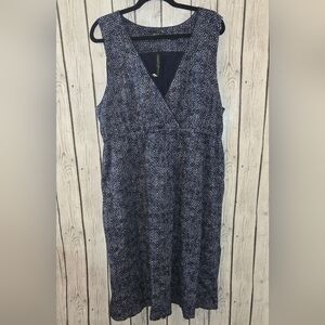 NWT Eddie Bauer Navy Geometric Wrap Dress XXL Sleeveless